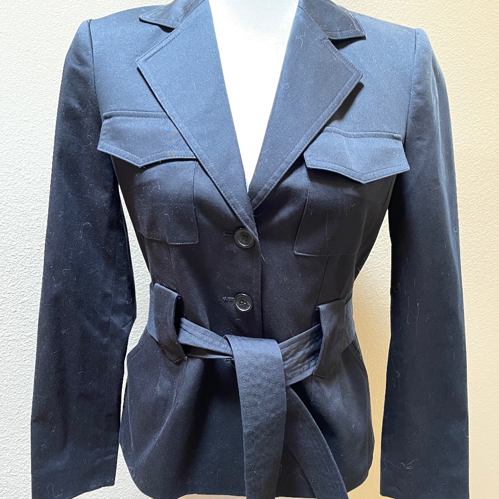 $320 Anne Klein Women's Black 3 Button Belted Suit Blazer Size 2 Nwt!